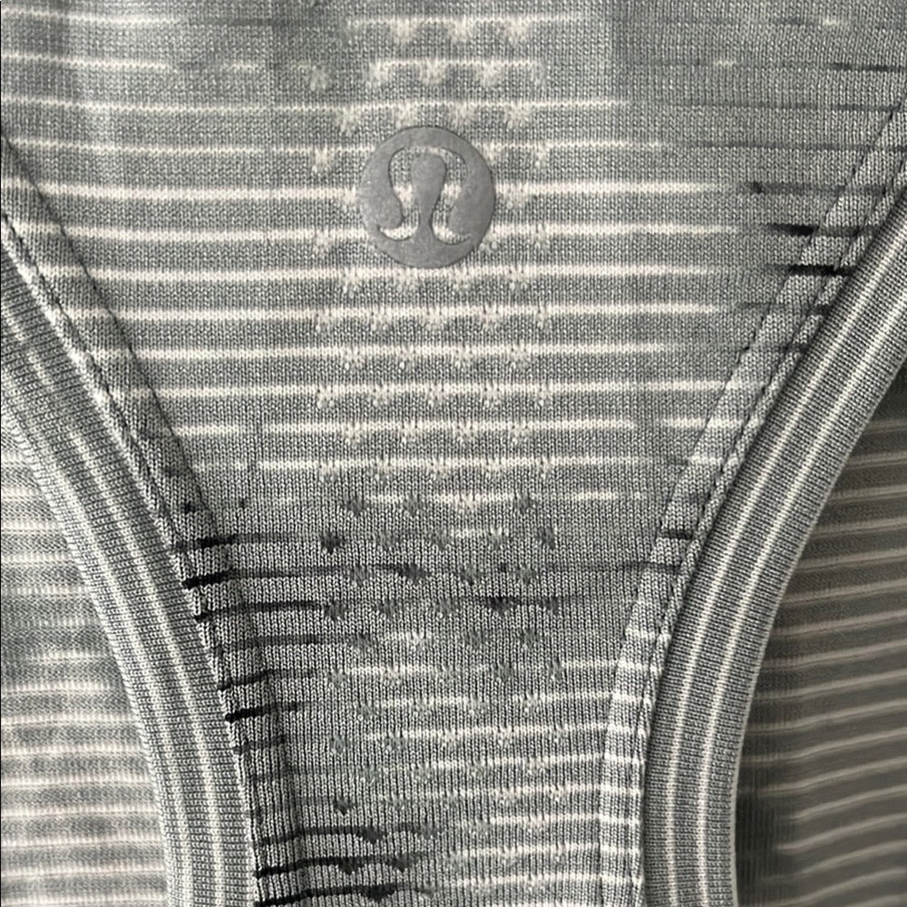 Peloton x Lululemon Gray Racerback Tank with Pink Logo Sz 4 - Picture 2 of 5
